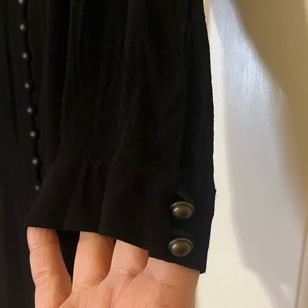 Anthropologie Maeve Ceycan Boho Black Button Front Tunic Shirt Dress. Medium - Picture 9 of 16